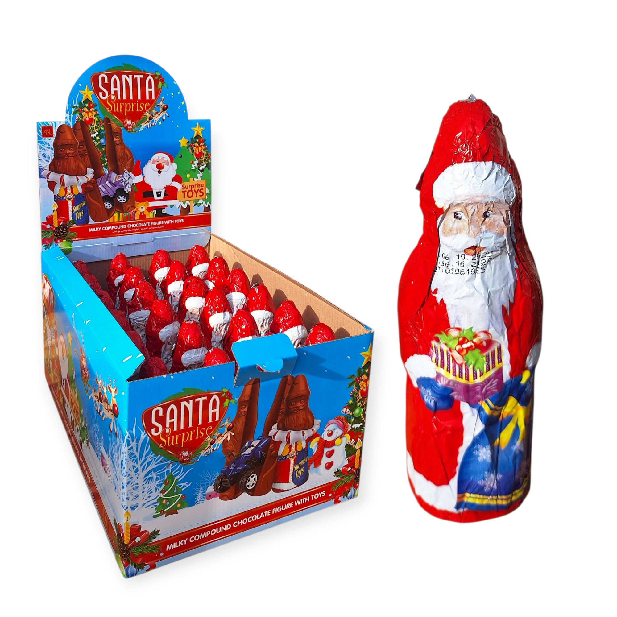 Дід Мороз шоколадний з сюрпризом великий Santa Surprise 60г 24шт