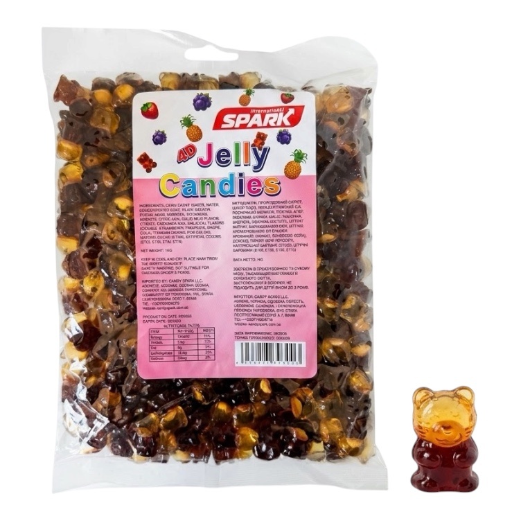 Желейки 4D з начинкою Ведмедики з колою Candy Spark 1 кг