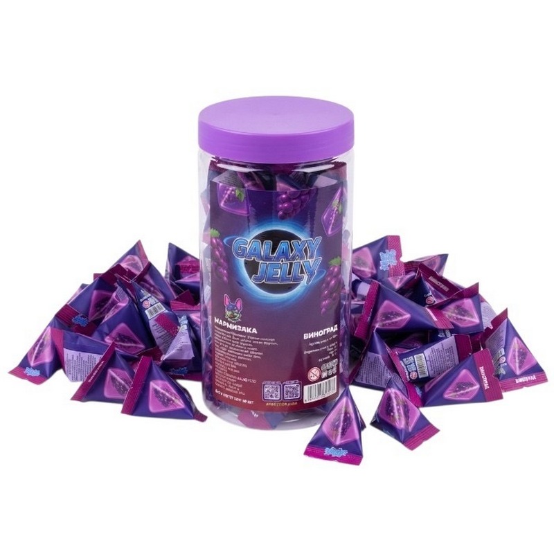 Galaxy Jelly Виноград желейки треугольные в тубусе 30 шт 300 г Galaxy Jelly Виноград желейки треугольные в тубусе 30 шт 300 г