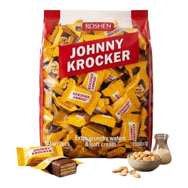 Вафельні цукерки Johnny Krocker Peanut Рошен 1 кг