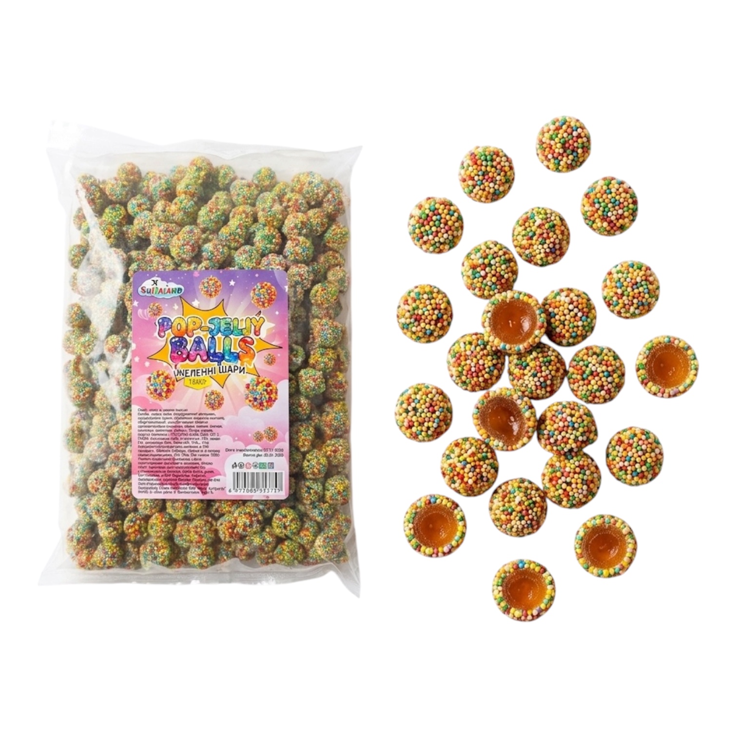 Желейки 3D кульки з посипкою Pop jelly balls 1 кг