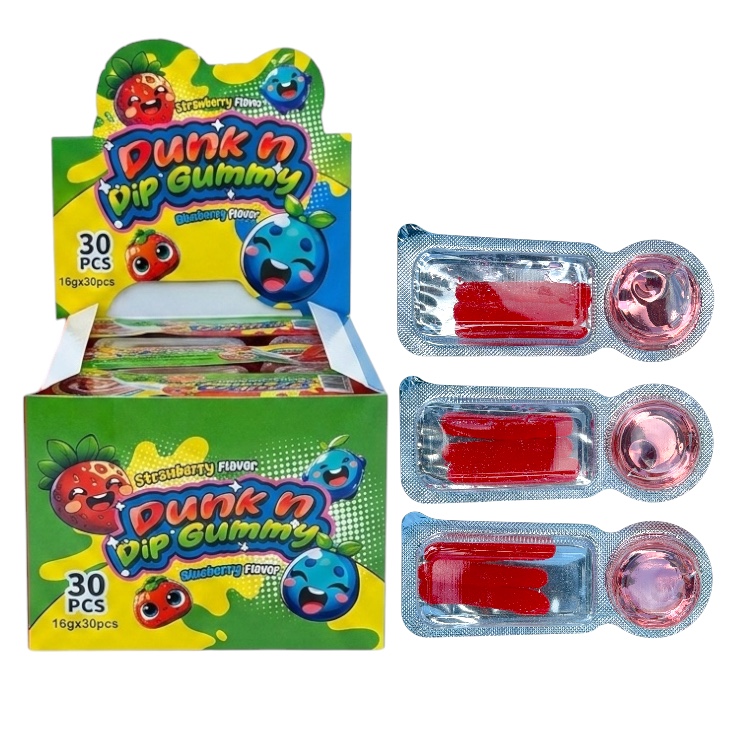 Мармеладні палички Dunk n dip gummy + кислий гель 30 шт Мармеладні палички Dunk n dip gummy + кислий гель 30 шт