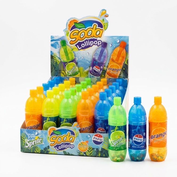 Льодяники  Soda Lollipop + Фруктове драже (пепсі, фанта, спрайт) 30 шт