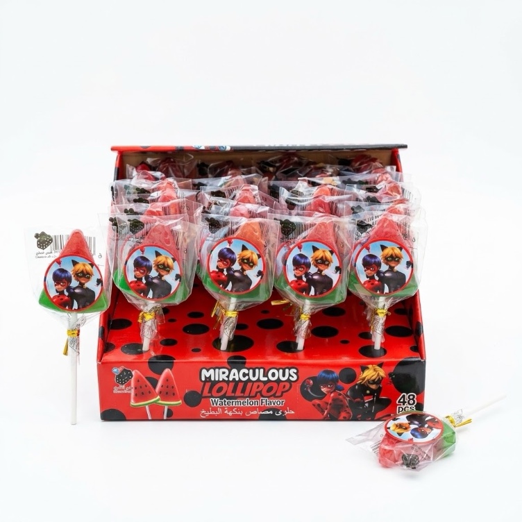 Льодяники на паличці Леді Баг і Супер кіт Кавун Miraculous Lollipop 48 шт