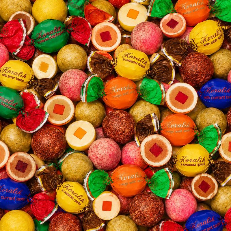 Круглі міні цукерки з рисовими кульками Фруктовий мікс (аналог mochi) 0,5 кг